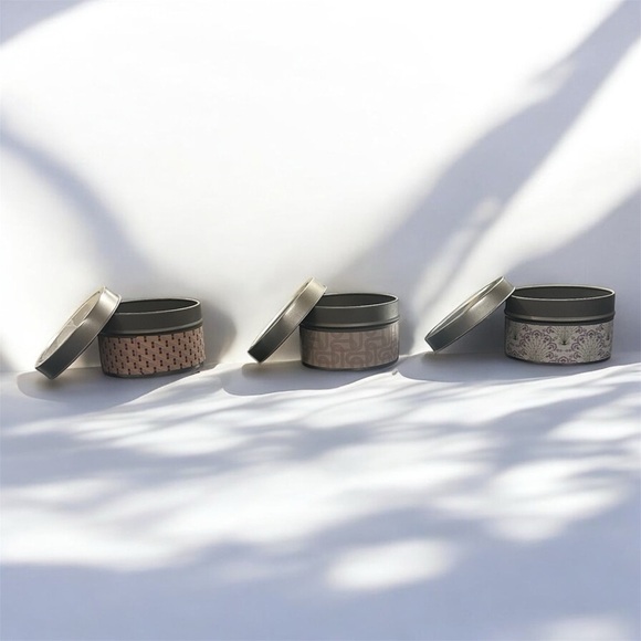 3 Small Tins With Lids And Paper Wrap With Decoration - Picture 4 of 7